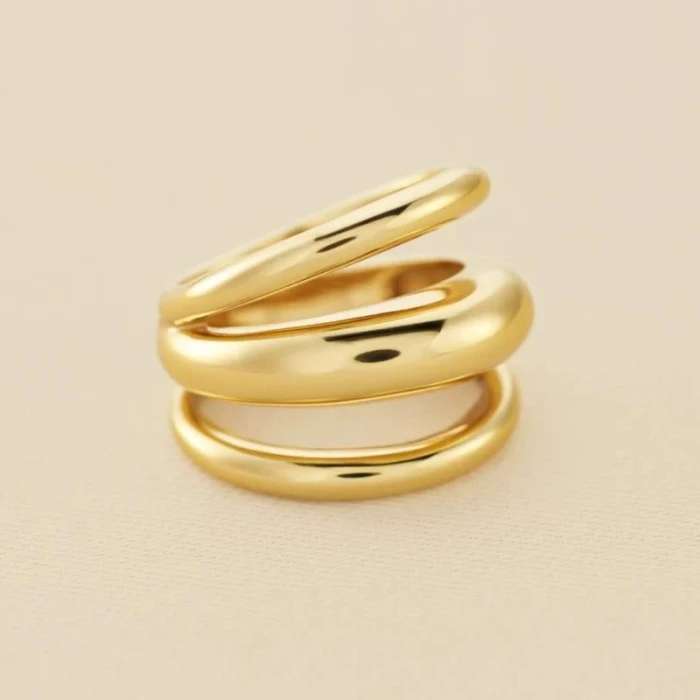 Anillo ancho TRIJONC - Dorado