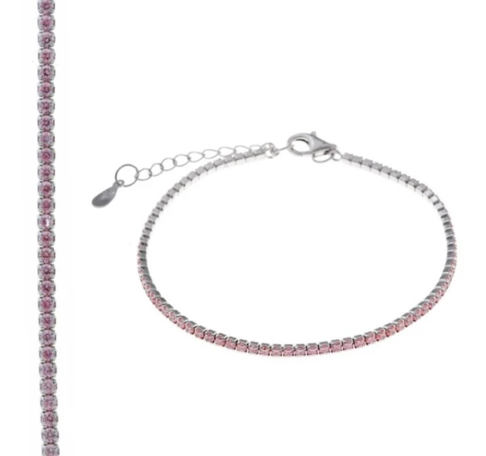 Pulsera Blink plata rodio circonitas brillantes rosa 15+3cm