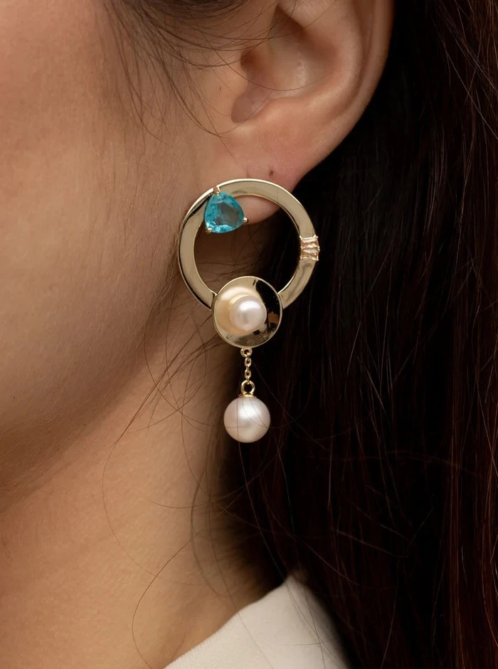 PENDIENTES DISEÑO CIRCULAR CON PERLAS