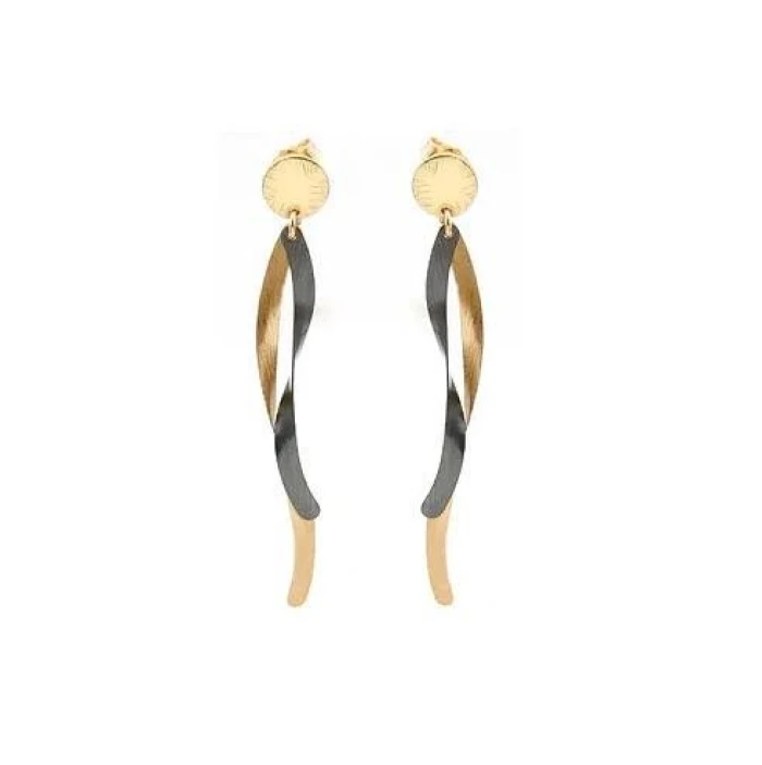 PENDIENTES DOS ONDAS BICOLOR DORADO