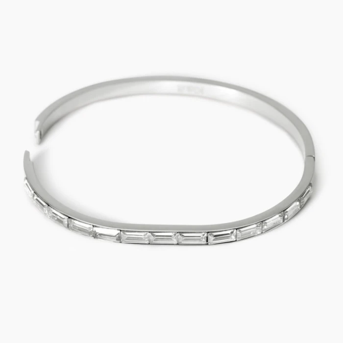 Pulsera rígida de acero con circonitas