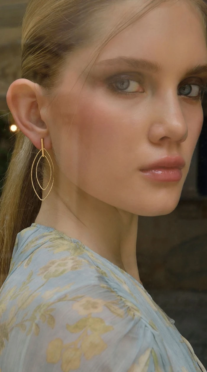 Pendientes plata  dos elipses diamantados