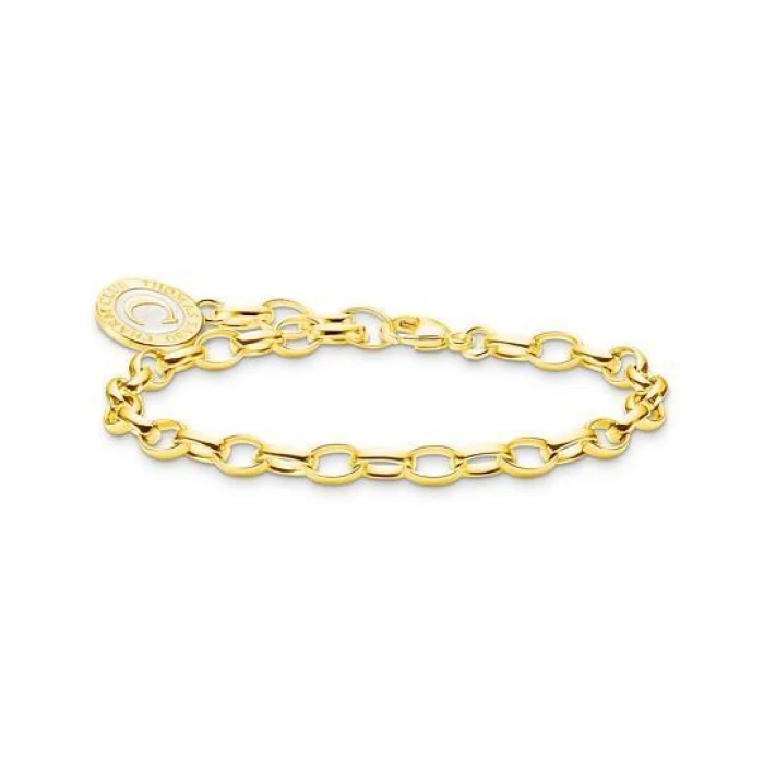 15CM PULSERA CHARM CON ESMALTE EN FRÍO BLANCO BRILLANTE CHAPADO EN ORO