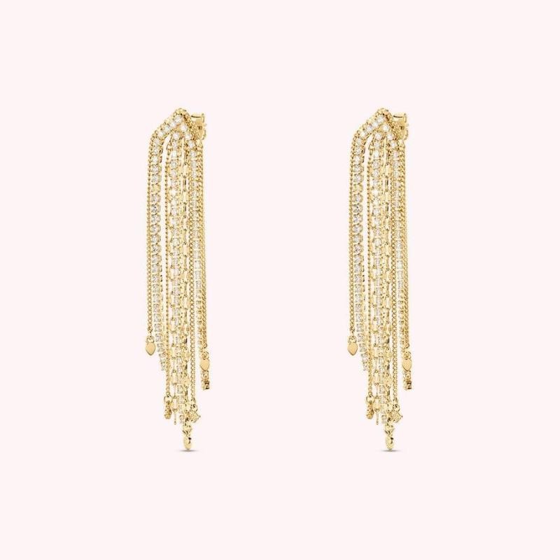Pendientes largos ISIS - Cristal / Oro