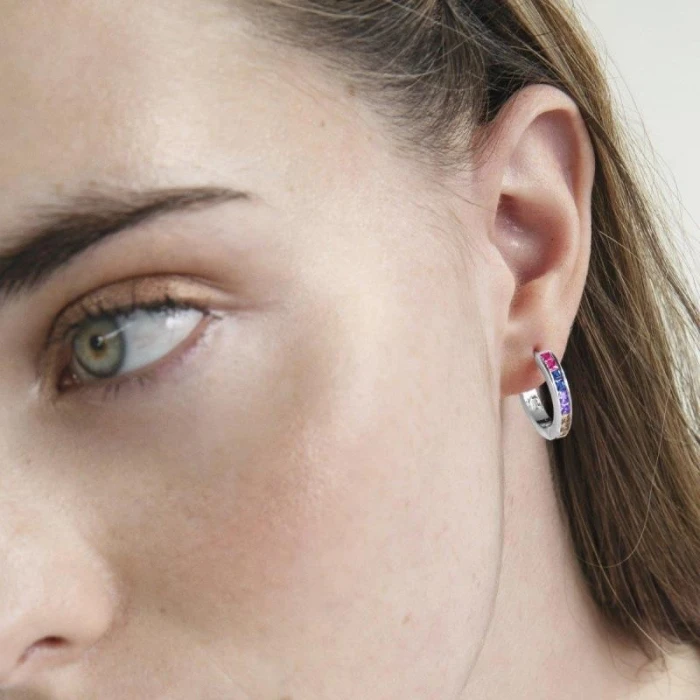 Pendientes de Plata de Ley 925 con Circonita Multicolor acabados en rodio - Tuhato
