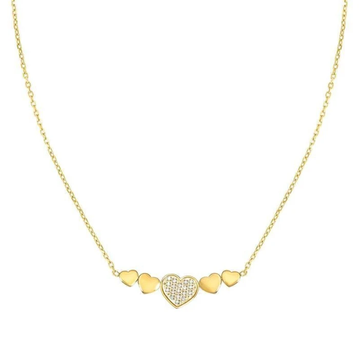 Gargantilla Nomination Misstrendy Corazones Acero Baño Oro y Circonitas