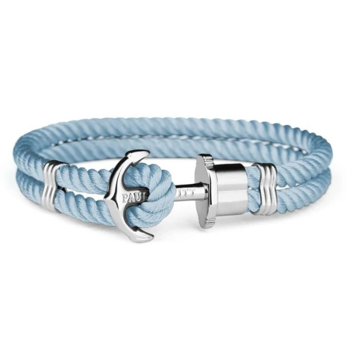 PULSERA NYLON AZUL ANCLA ACERO