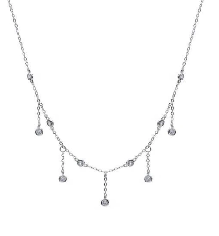 Collar con colgantes de plata con diseño de cascada de circonitas