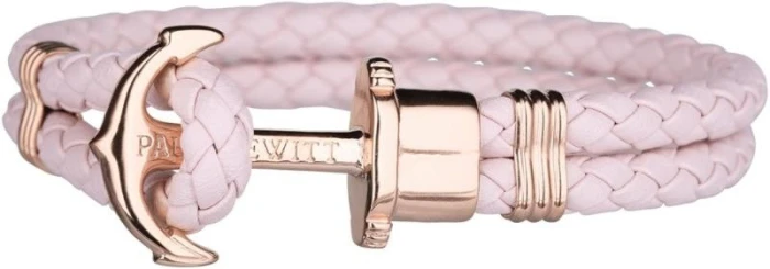 PULSERA CUERO ROSA ANCLA ROSA