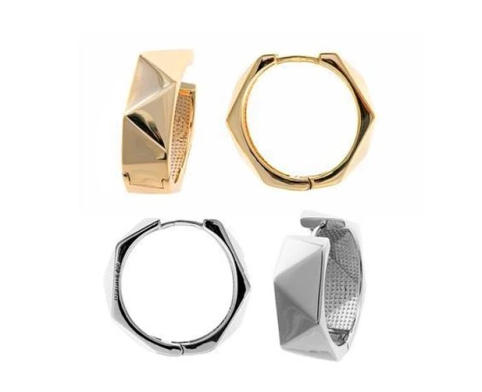 PENDIENTES PLATA CHAPADO DORADO ARO TRIANGULADO LISO