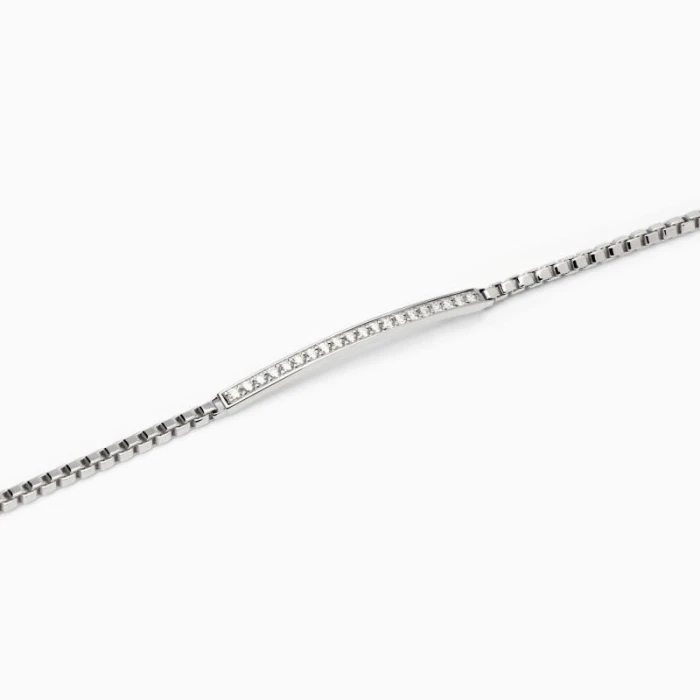 Pulsera de hombre de plata con circonitas blancas.