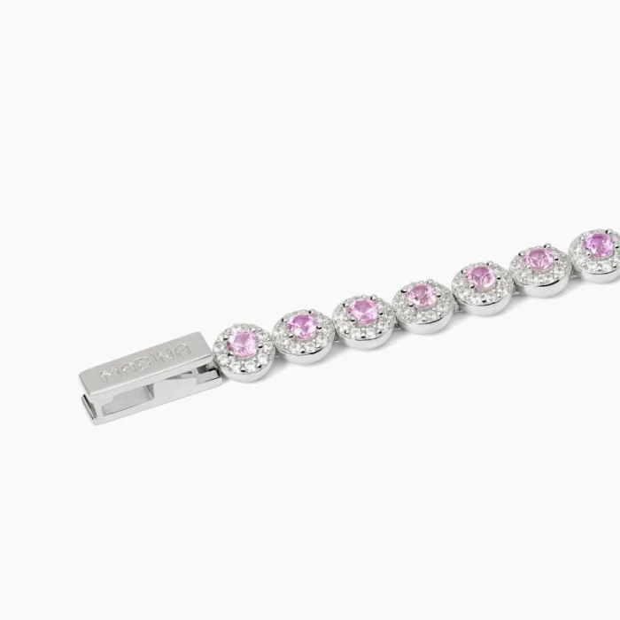 Pulsera de tenis de plata con turmalina sintética.MILANESIENNE