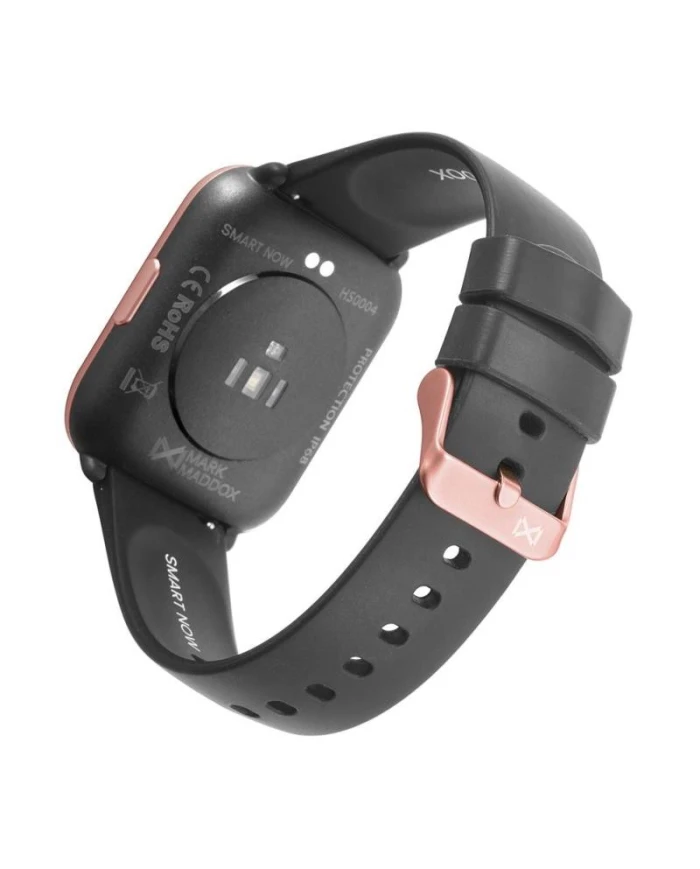 Reloj Smart Aluminio rosa con correa de silicona negra