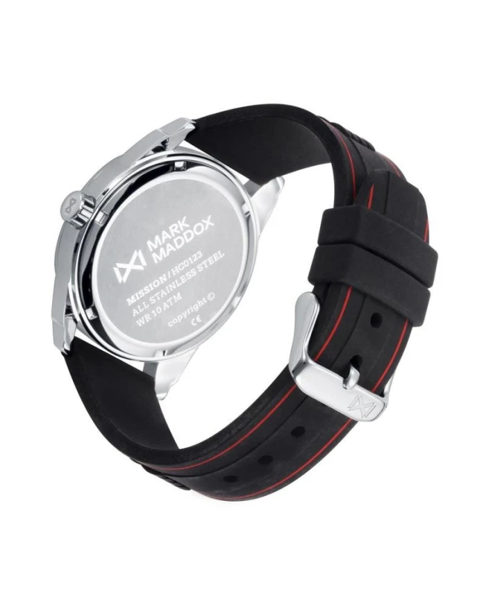Reloj de hombre MISSION con esfera negra y correa de silicona negra