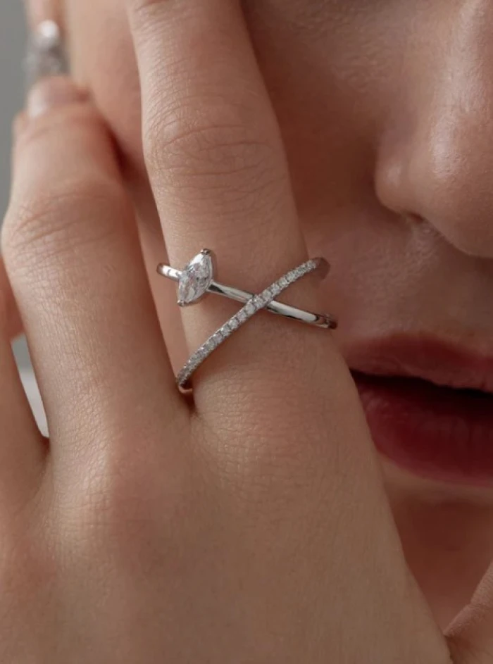 PLATA LINEARGENT ANILLO DISEÑO CRUZADO