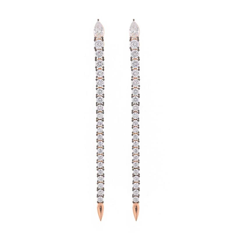 PENDIENTES PLATA CHAPADO ROSA RIVIER TIRA O