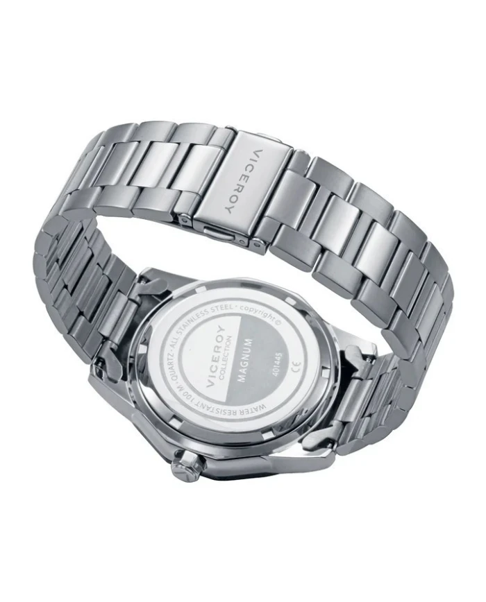 Reloj caja bitono de acero e Ip azul 10 Atm, brazalete de acero, movimiento cuarzo