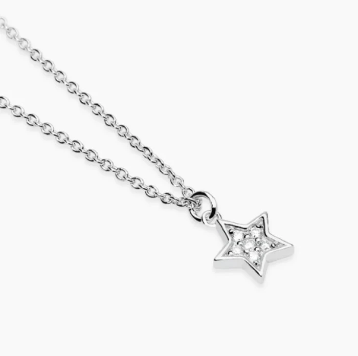 Collar con estrella de diamante cultivado en laboratorio de 0,009 quilates