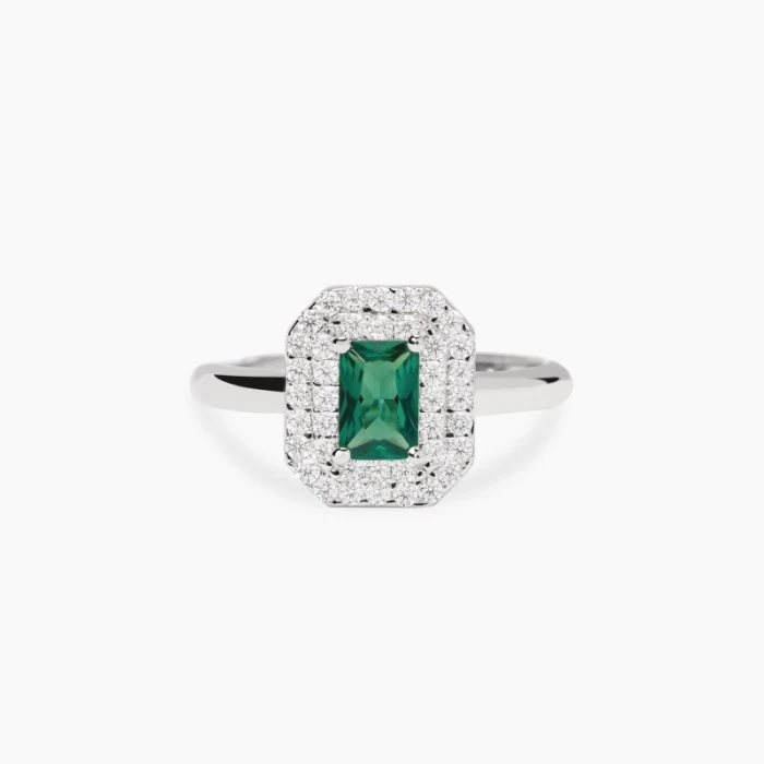 Anillo con esmeralda sintéticaVICTORIA