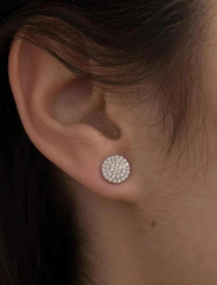 Pendientes brillantes pequeños motivo círculo y circonitas