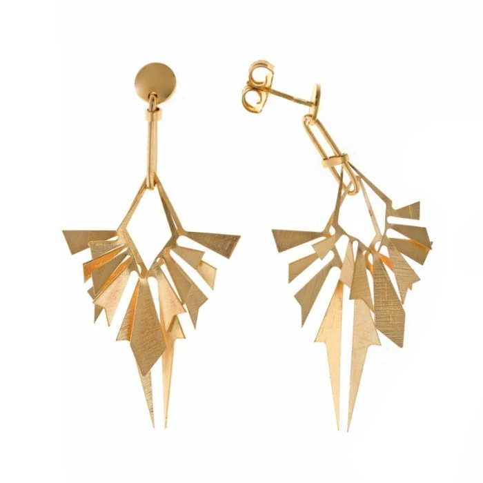 PENDIENTES PLATA CHAPADO DORADO ROMBOS DIAMANTADO