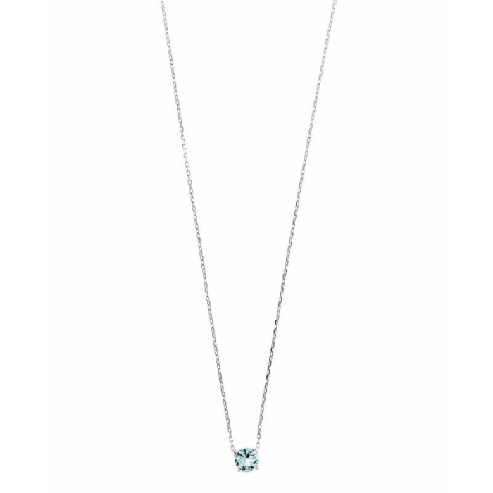COLLAR PLATA 925 RODIO BRILLANTE CZ VERDE AQUA / 40 + 5