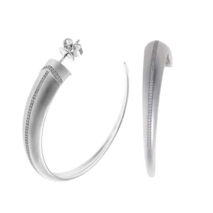 PENDIENTES PLATA CUERNO SATINADO