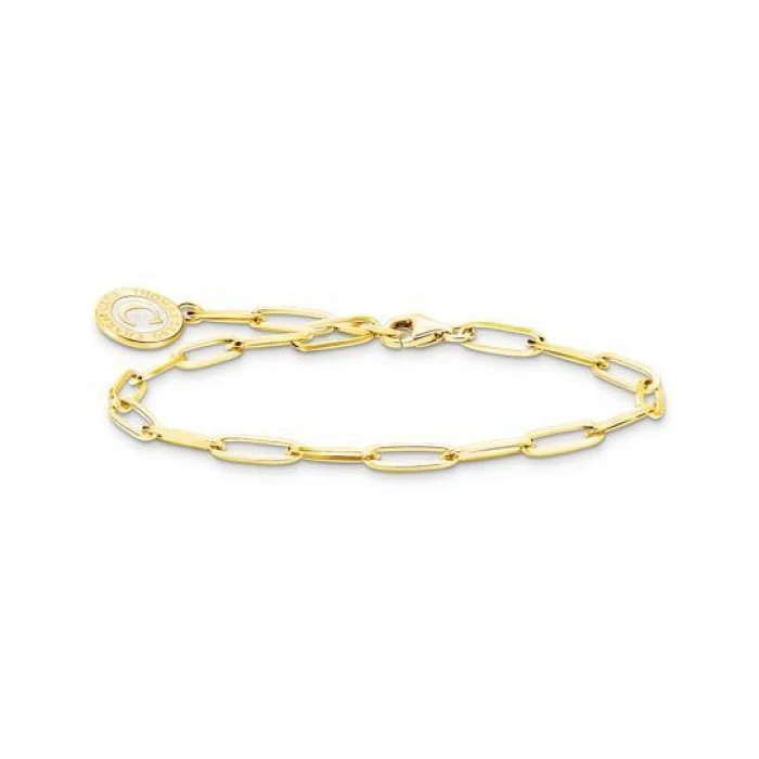 15CM PULSERA CHARM CON ESMALTE EN FRÍO BLANCO BRILLANTE CHAPADO EN ORO
