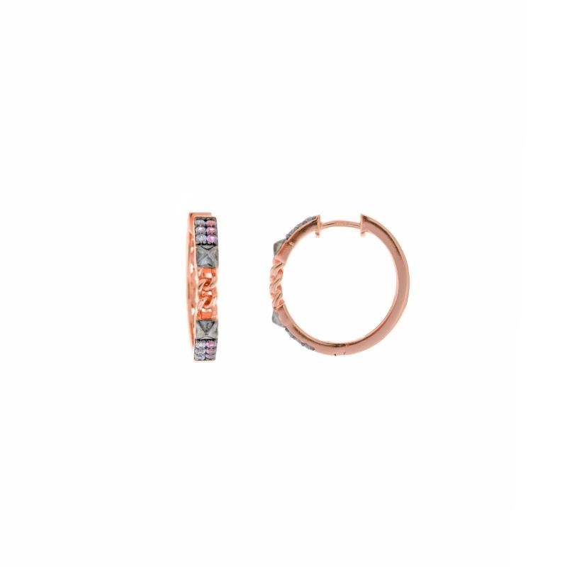 PENDIENTES PLATA CHAPADO ROSA ARO PINCHOS ESLABONES