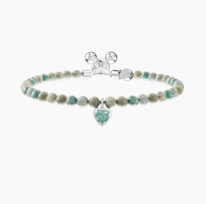 Pulsera ajustable con jaspe azul y colgante de corazón