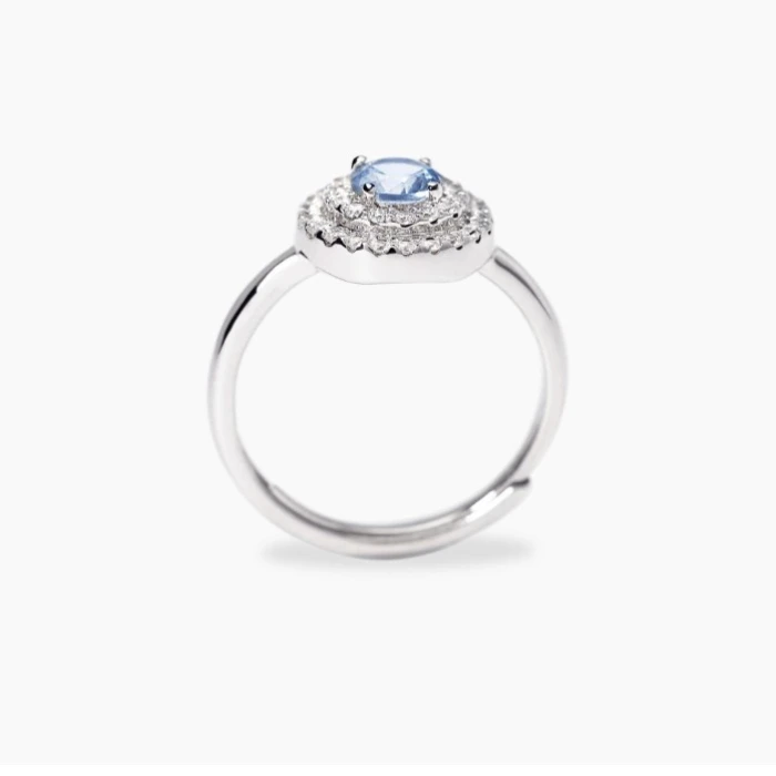 Anillo con aguamarina sintética y circonitaVICTORIA