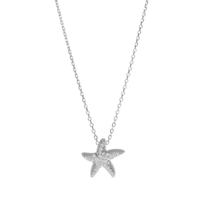 Colgante brillante de plata motivo estrella de mar