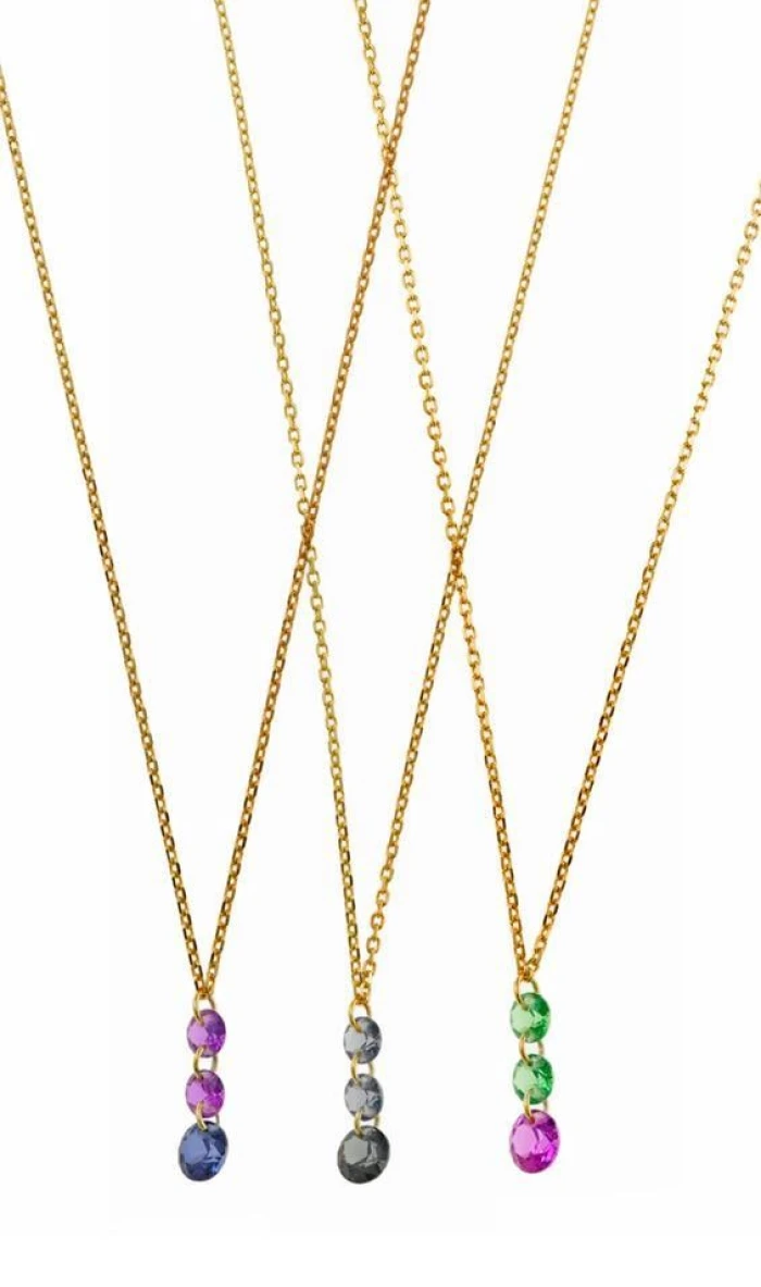 COLLAR PLATA CHAPADO DORADO CIRCONITAS DOS GRIS UNA TURMALINA VERDE BRILLANTES SINTETICOS