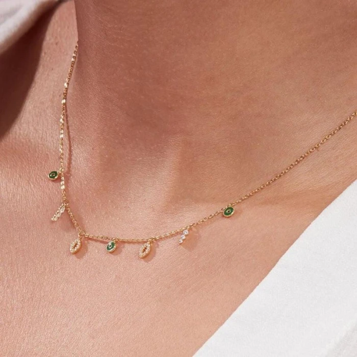 Collar corto LUCKY EYE - Verde / Dorado