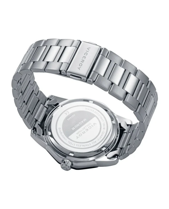 Reloj caja bitono de acero e Ip negro 10 Atm, brazalete de acero, movimiento cuarzo