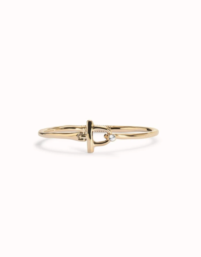 Pulsera con cierre frontal bañada en oro 18k con topacio blanco