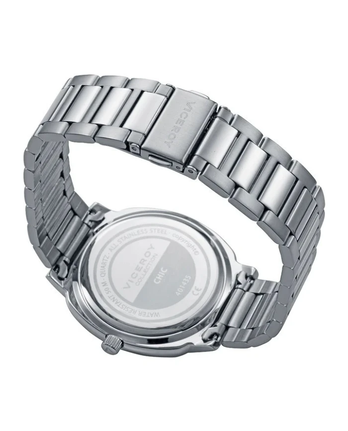 Reloj caja bitono de acero e Ip negro 5 Atm,brazalete de acero,movimiento cuarzo