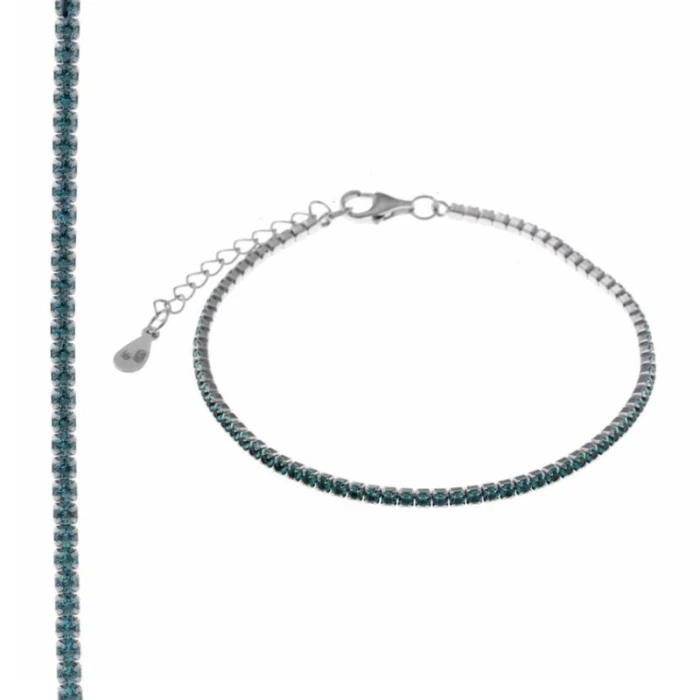 Pulsera Blink plata rodio circonitas brillantes paraiba 15+3cm