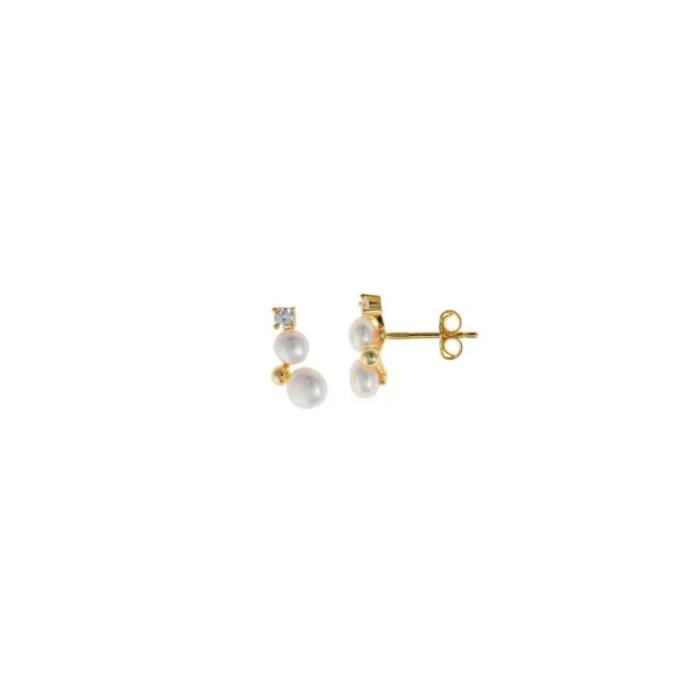 PLATA SALVATORE PENDIENTES  ORO DOS PERLAS