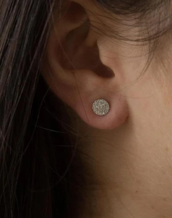 Pendientes pequeños brillantes plata motivo mini círculo