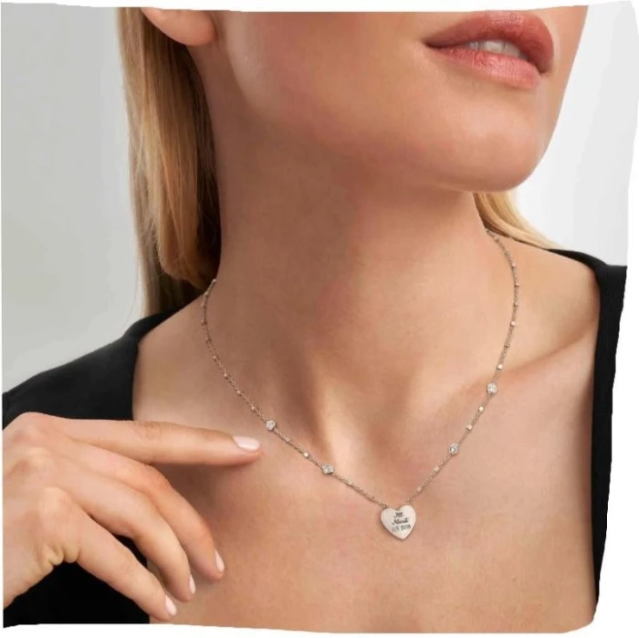 COLLAR MESSAGGI D'AMORE CON CORAZÓN GRABABLE Y CUBIC ZIRCONIA
