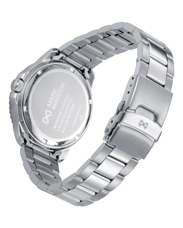 Reloj de hombre de acero con esfera verde, bisel de aluminio verde y brazalete de acero. Resistencia al agua de 10 ATM