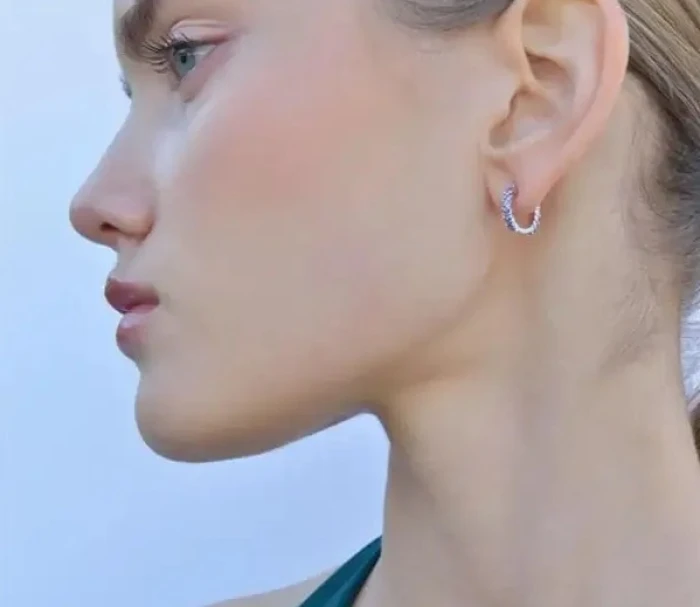 PENDIENTES PLATA RODIO AROS CIRCONITAS LAVANDA