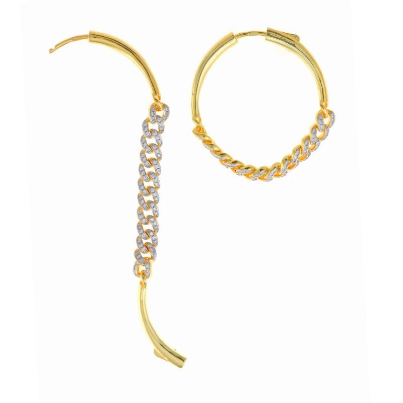 PENDIENTES PLATA CHAPADO DORADO ARO CADENA BARBADA