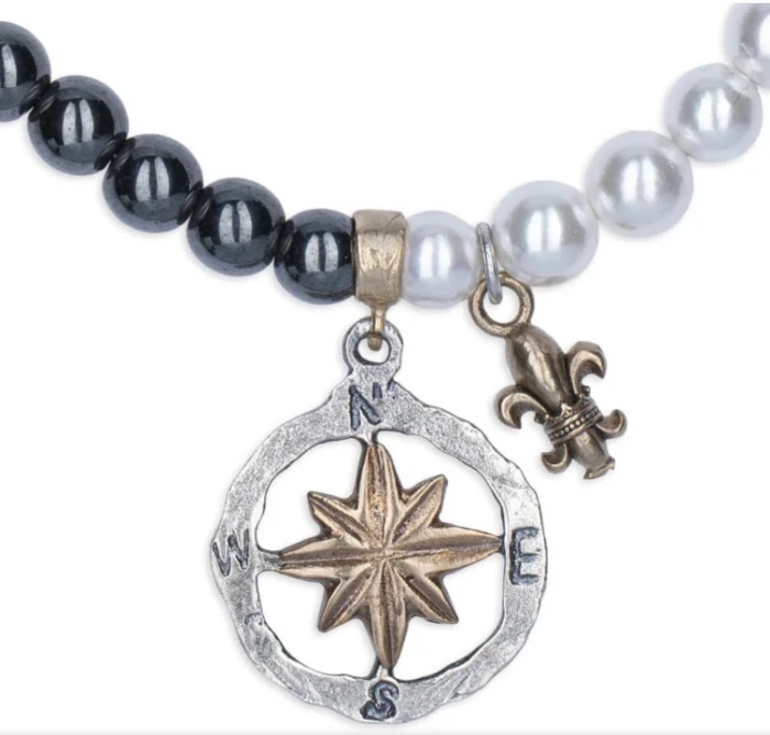 Collar Mazar de Plata 925, perlas de agua dulce y hematites
