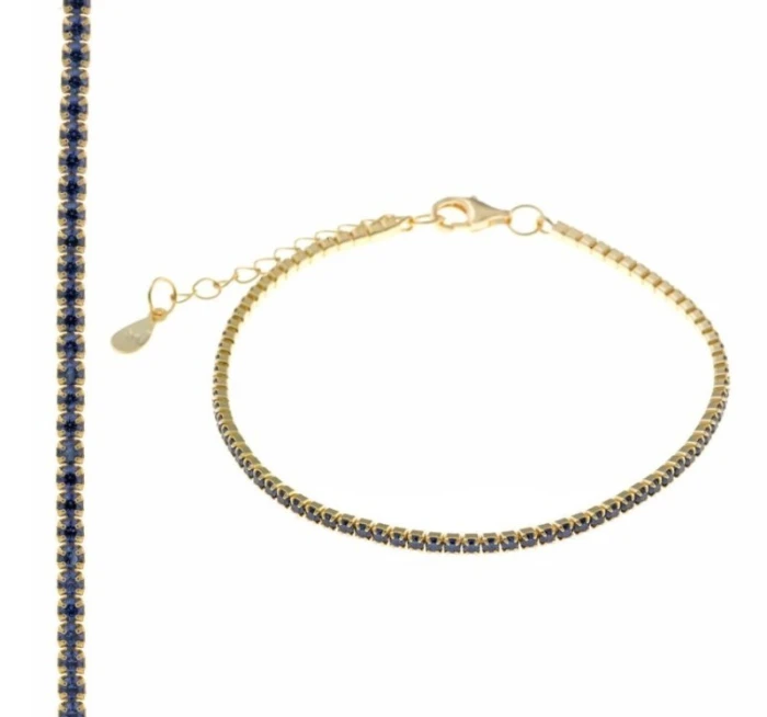 Pulsera Blink plata chapado dorado circonitas brillantes tanzanita