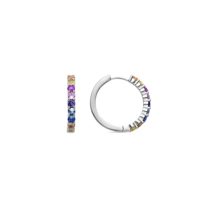 Pendientes de Plata de Ley 925 con Circonita Multicolor acabados en rodio - Zinwa
