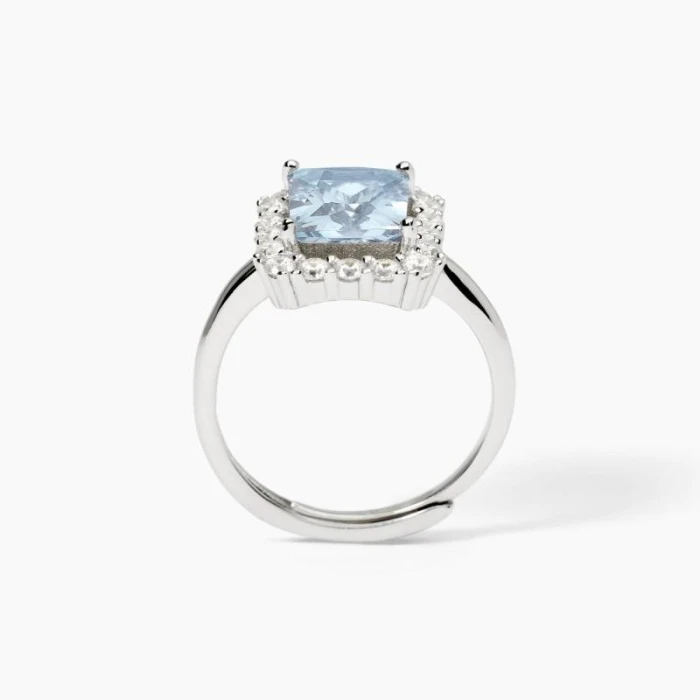 Anello in argento con acquamarina sinteticaDESIDERIO INFINITO