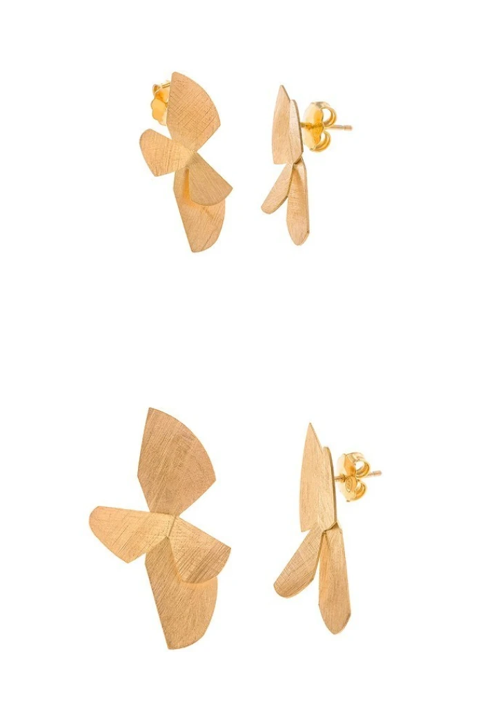 PLATA SALVATORE PENDIENTES DORADOS PETALOS