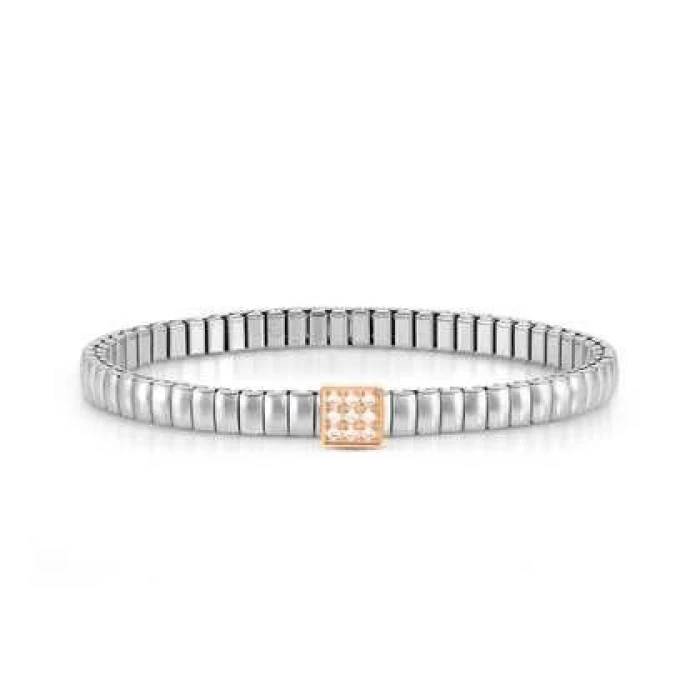 Pulsera XTE XSMALL ed. LIFE en acero y circonitas CUADRADO ORO ROSA